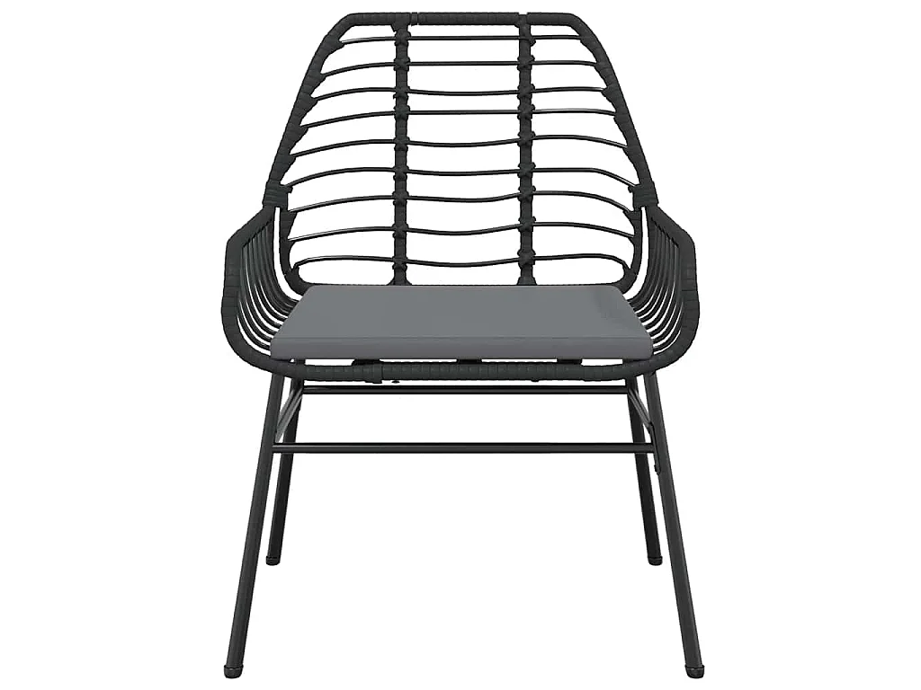 Conjunto de jantar jardim 5 peças almofadas vidro vime PE preto