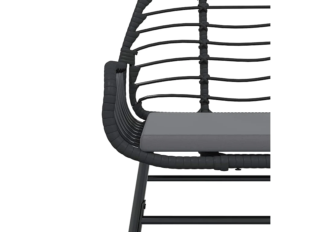 Conjunto de jantar jardim 5 peças almofadas vidro vime PE preto