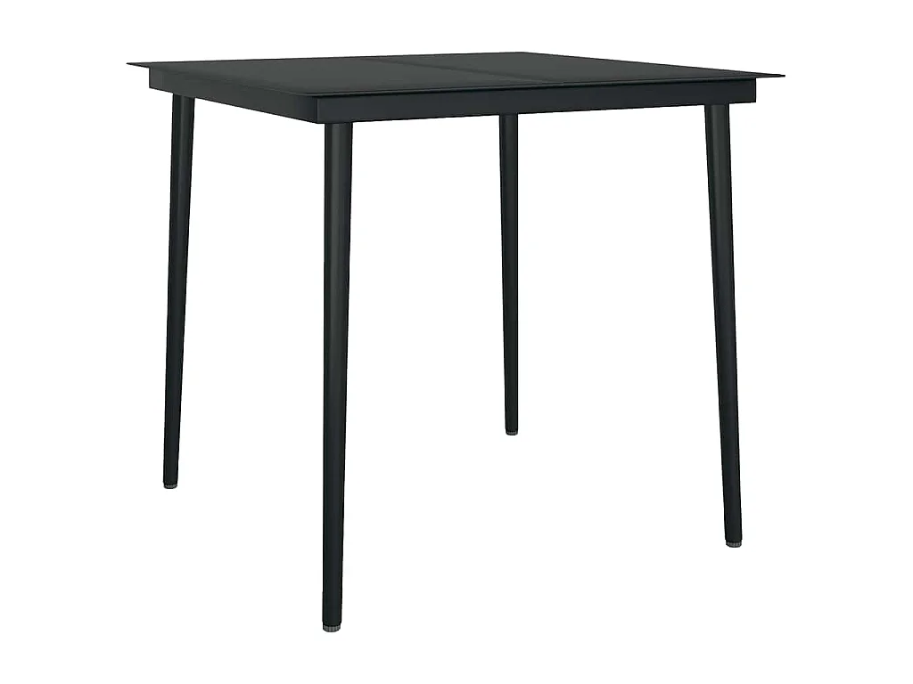 Conjunto de jantar jardim 5 peças almofadas vidro vime PE preto