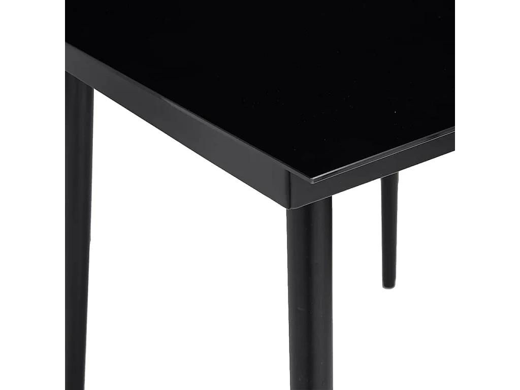 Conjunto de jantar jardim 5 peças almofadas vidro vime PE preto