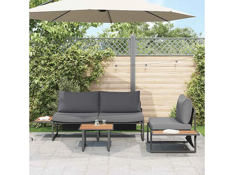 Ensemble de salle à manger pour jardin 3 pcs Anthracite Acier