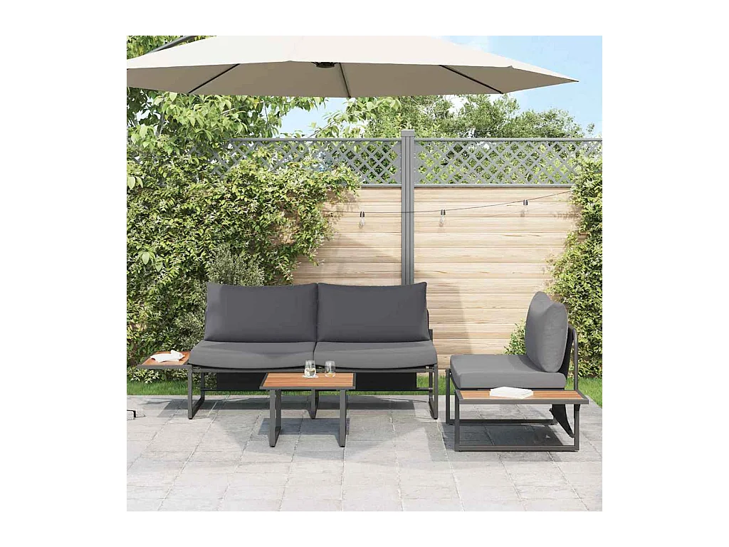 Ensemble de salle à manger pour jardin 3 pcs Anthracite Acier