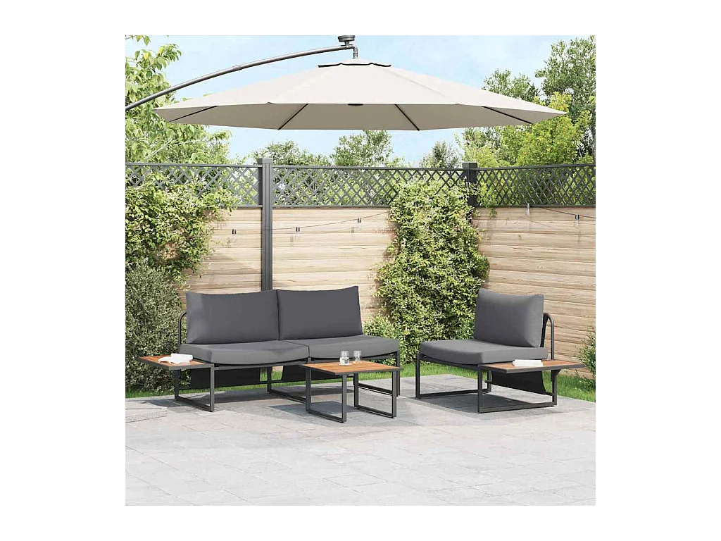 Ensemble de salle à manger pour jardin 3 pcs Anthracite Acier