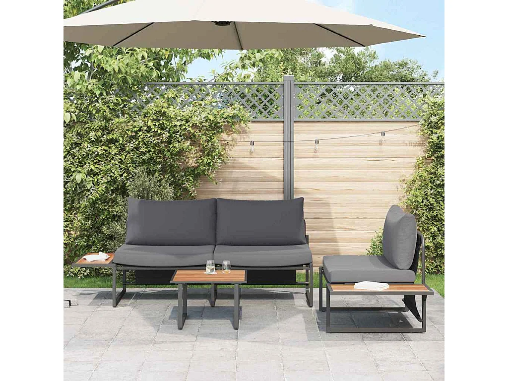 Conjunto de Jantar para Jardim 3 pcs Antracite Aço