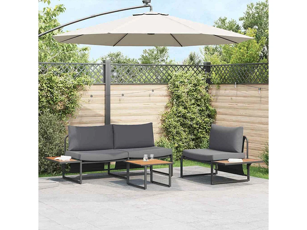 Conjunto de Jantar para Jardim 3 pcs Antracite Aço