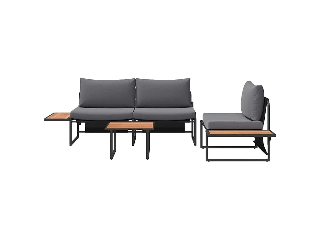 Conjunto de Jantar para Jardim 3 pcs Antracite Aço