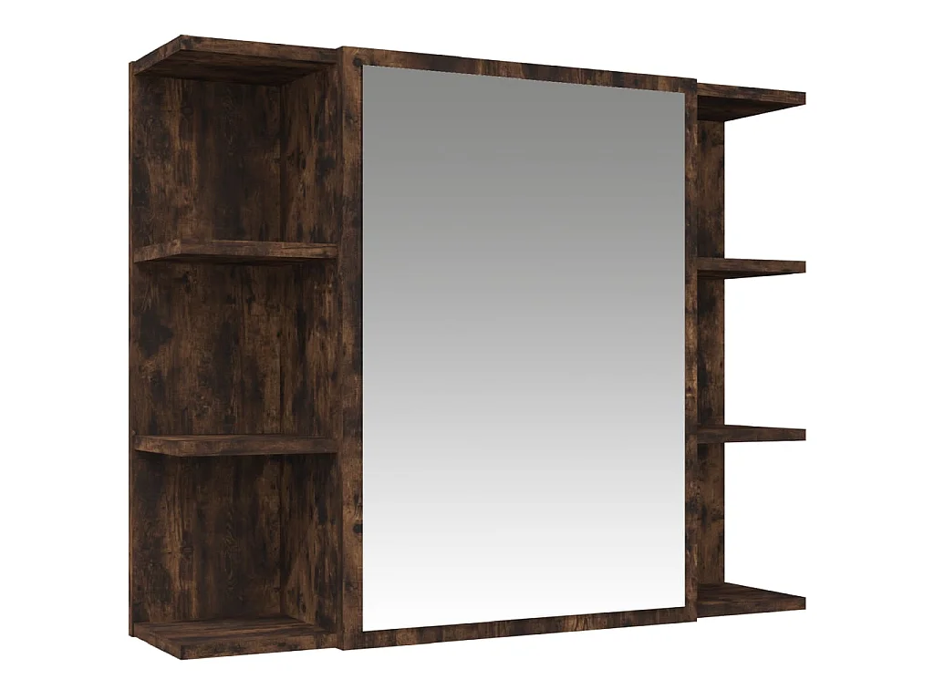 Set Mobili da Bagno 3 pz Rovere Fumo in Legno Multistrato