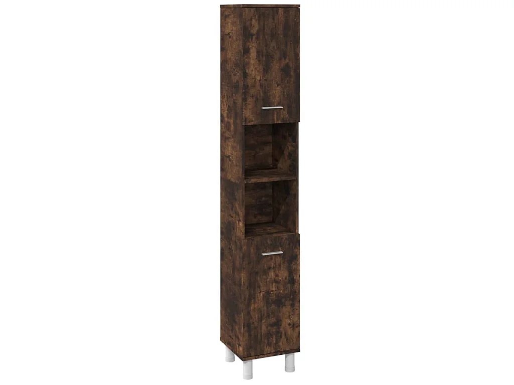 Set Mobili da Bagno 3 pz Rovere Fumo in Legno Multistrato