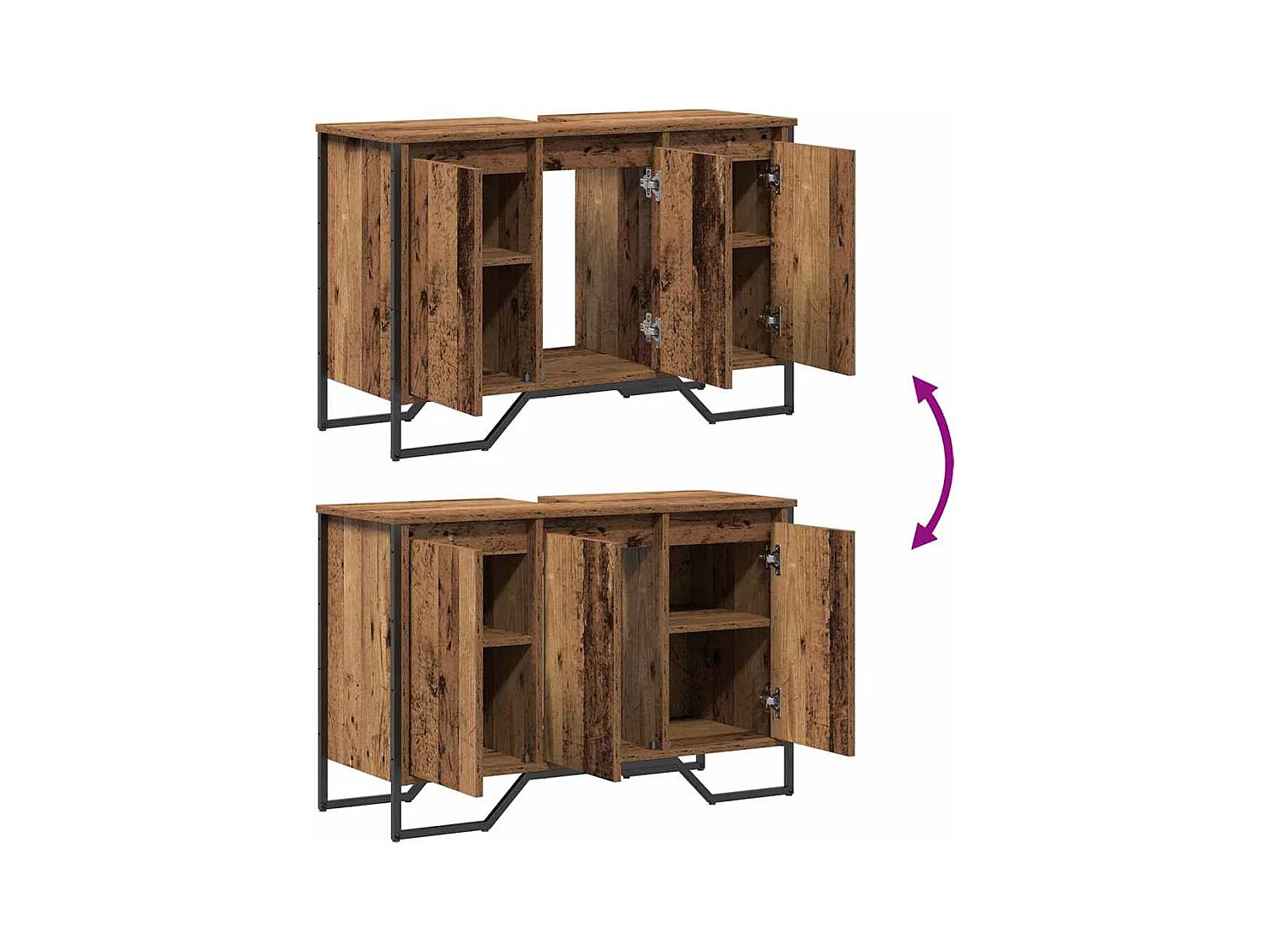 Cabinet Sous Évier Autre avec porte Bois Ancien 91 x 35 x 60 cm