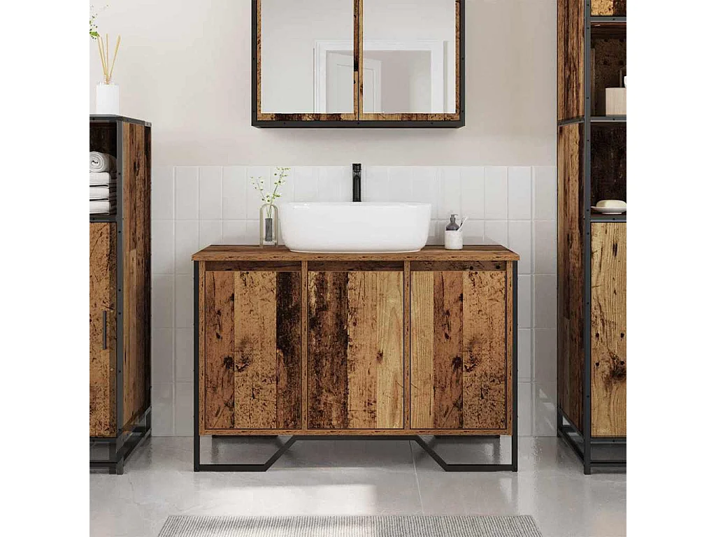 Cabinet Sous Évier Autre avec porte Bois Ancien 91 x 35 x 60 cm