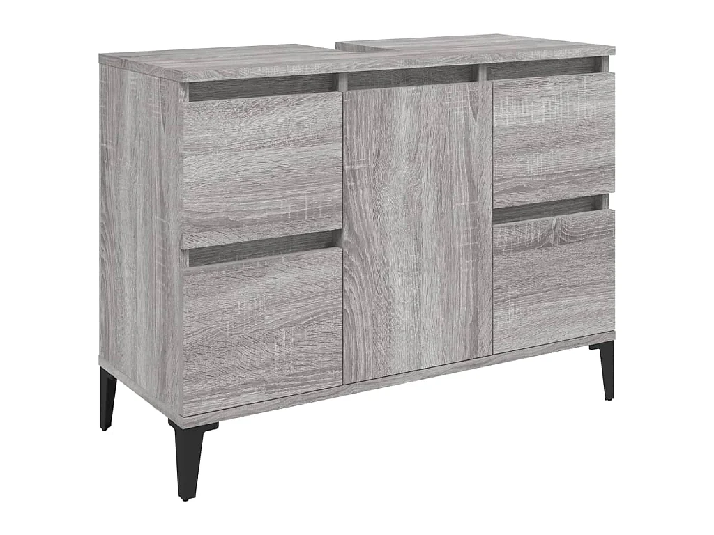 Set Mobili da Bagno 3 pz Grigio Sonoma in Legno Multistrato