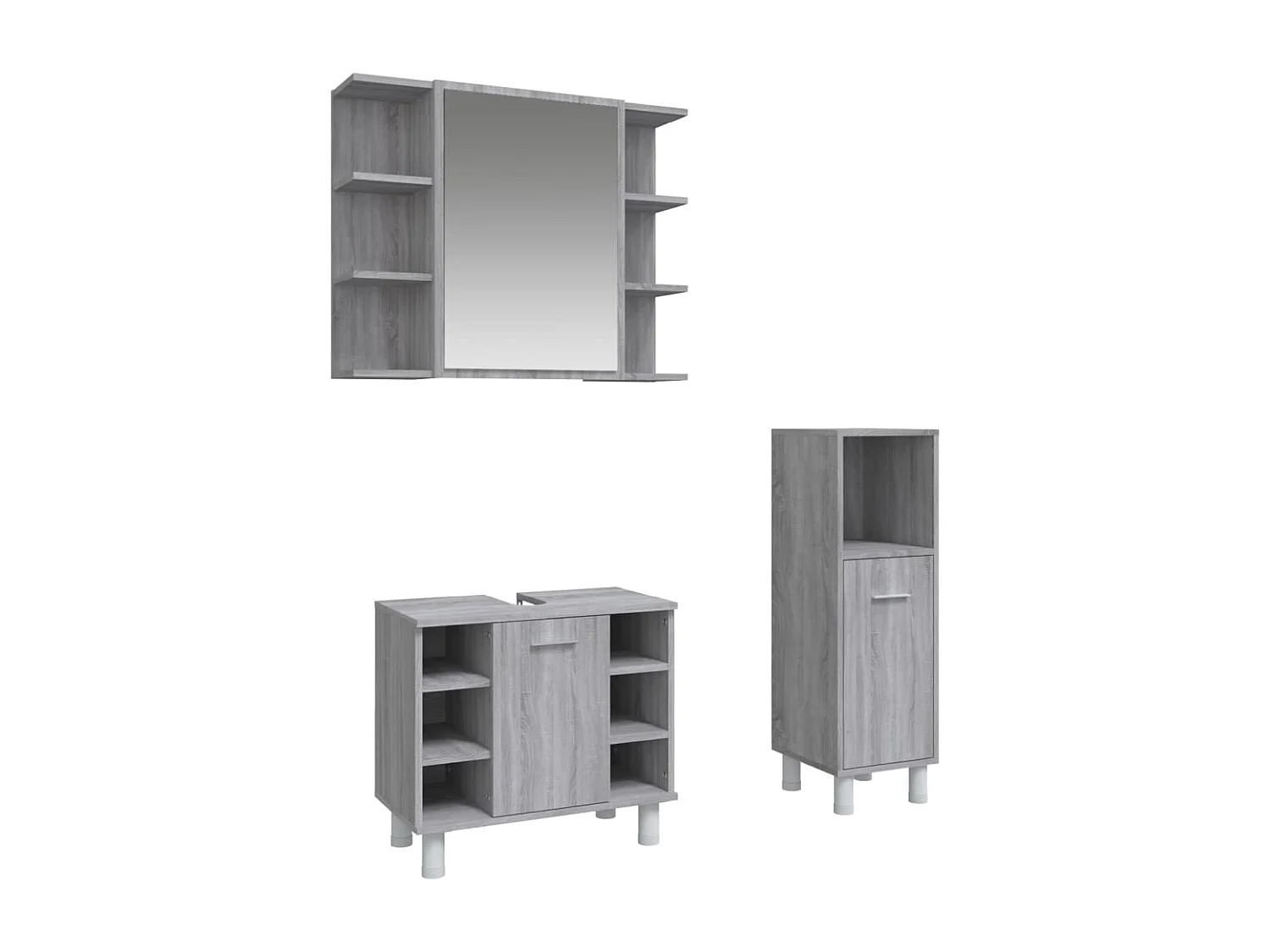 Ensemble d'armoires de salle de bain 3 pcs sonoma gris