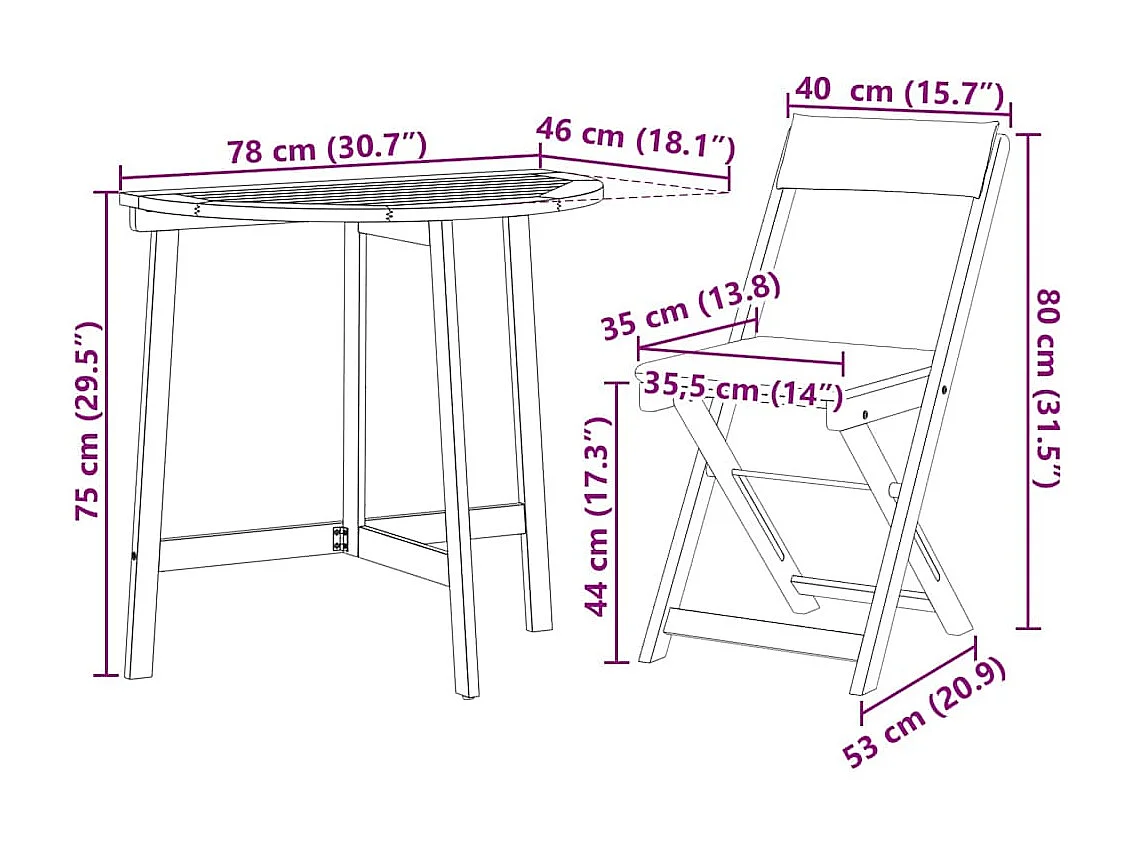 Bistrogarnitur mit Kissen 3 pcs Öl-Natur Massivholz Akazie