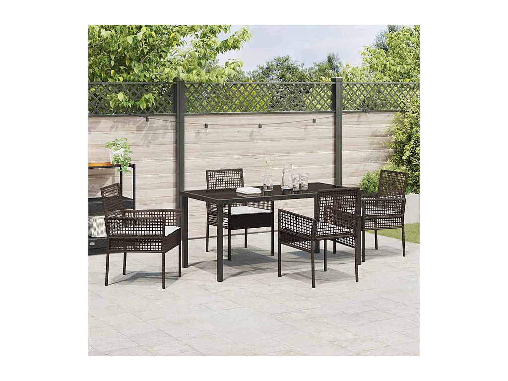 Ensemble de salle à manger pour jardin 5 pcs Marron Poly rotin