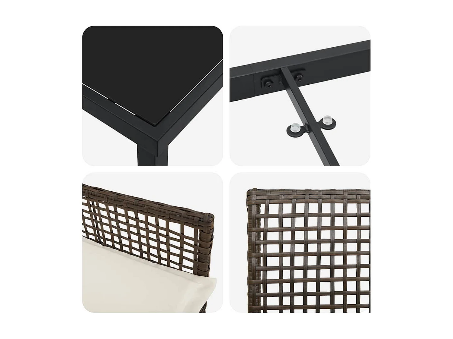 Ensemble de salle à manger pour jardin 5 pcs Marron Poly rotin