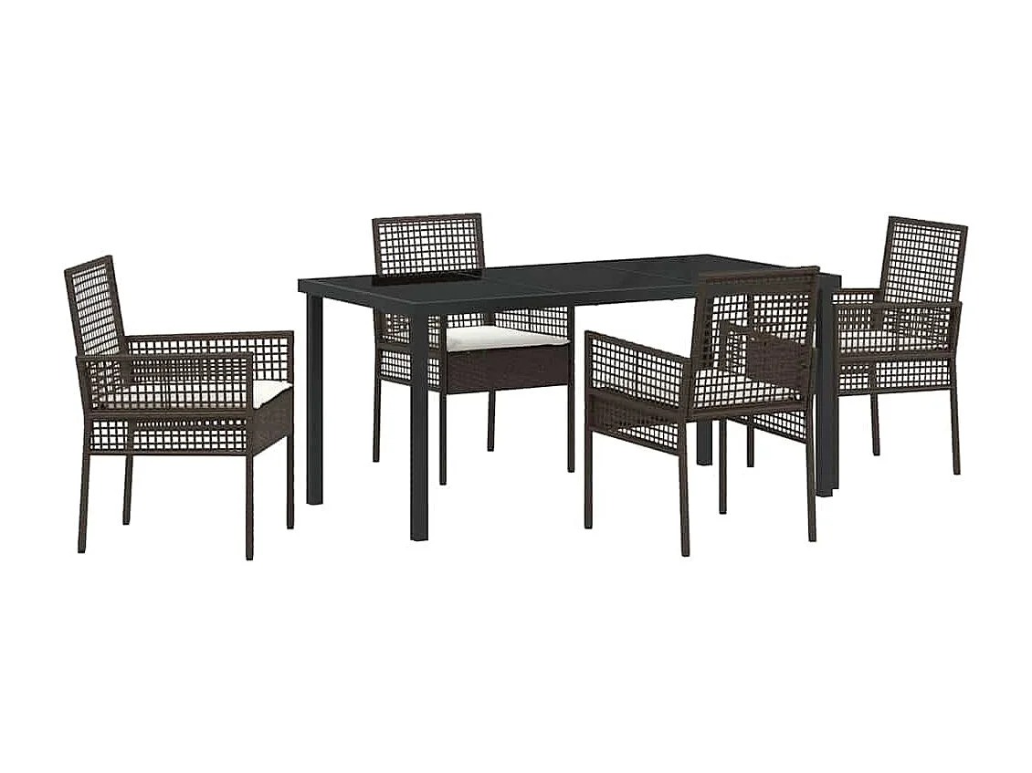 Ensemble de salle à manger pour jardin 5 pcs Marron Poly rotin
