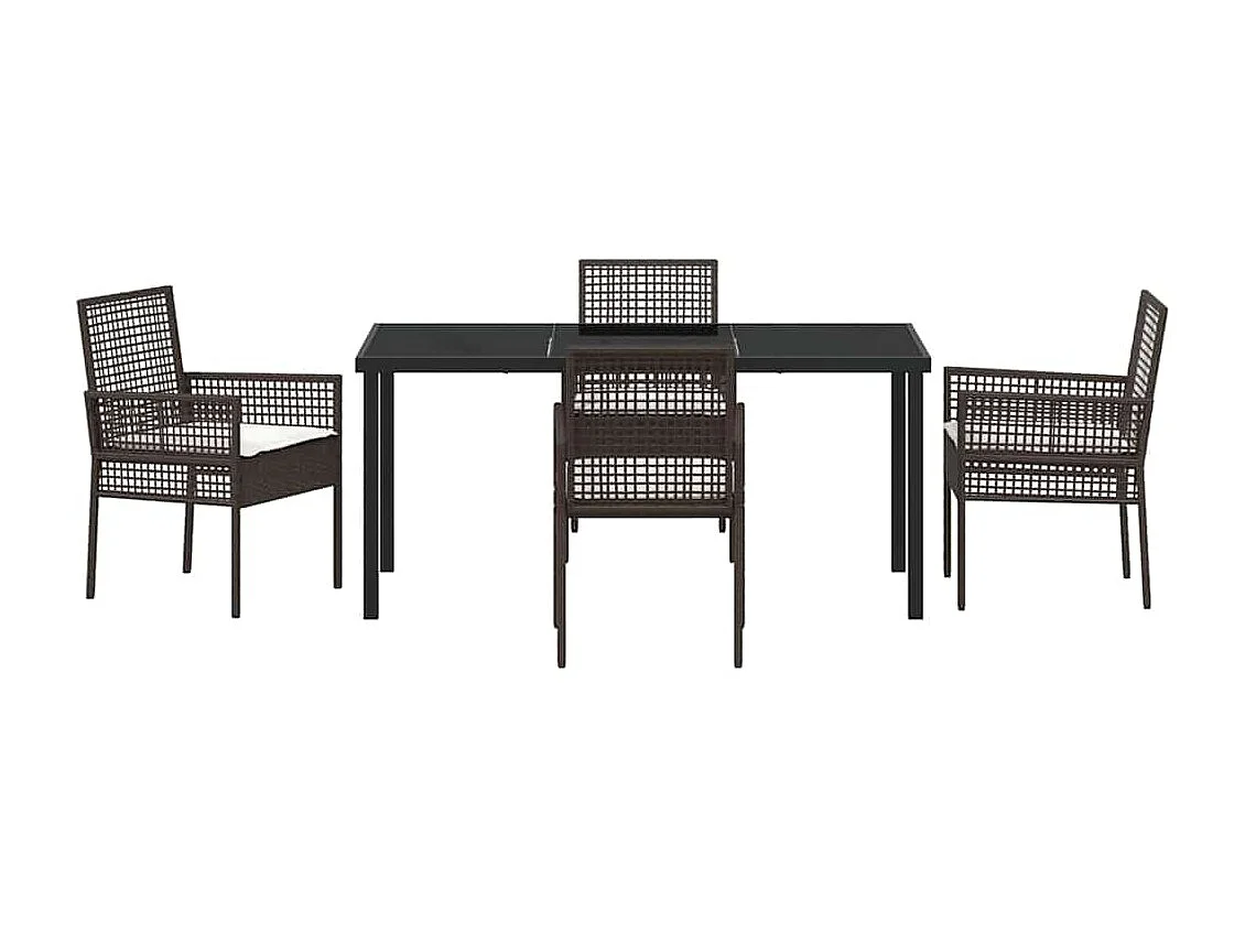 Ensemble de salle à manger pour jardin 5 pcs Marron Poly rotin