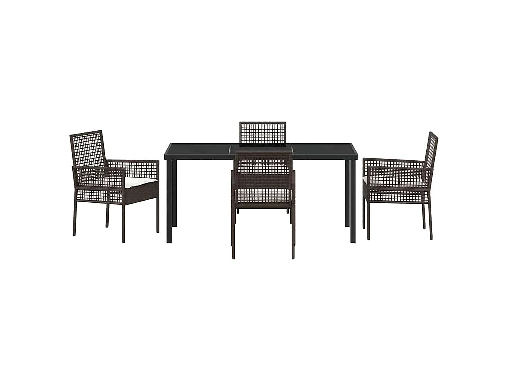 Set da Pranzo per Giardino con cuscino 5 pcs Marrone polyrattan