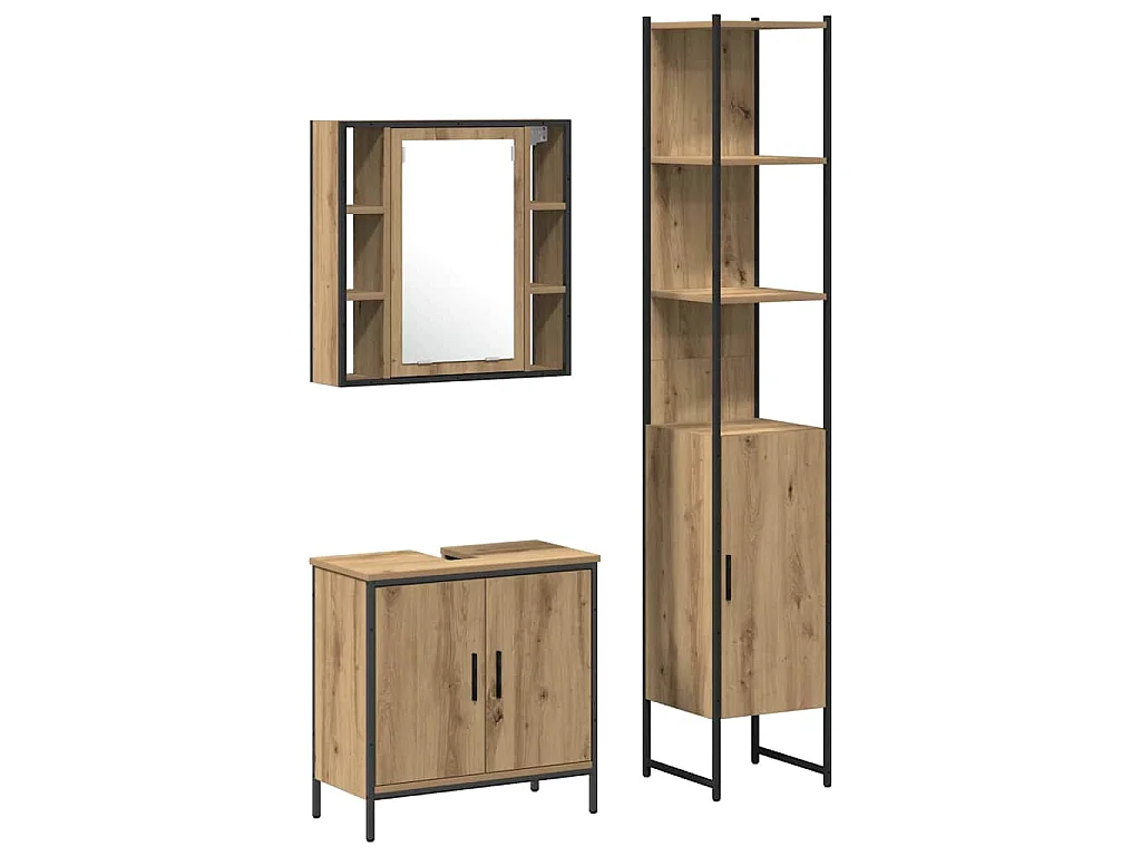 Meubles de salle de bain 3 pcs Marron Bois d'ingénierie