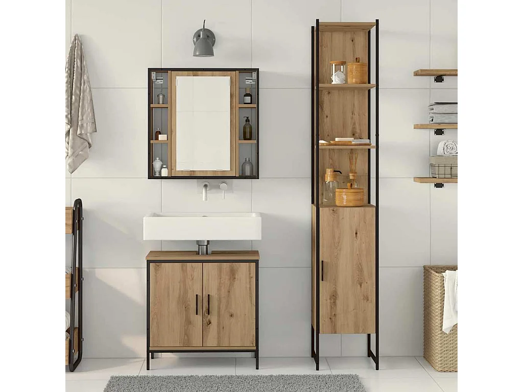 Meubles de salle de bain 3 pcs Marron Bois d'ingénierie