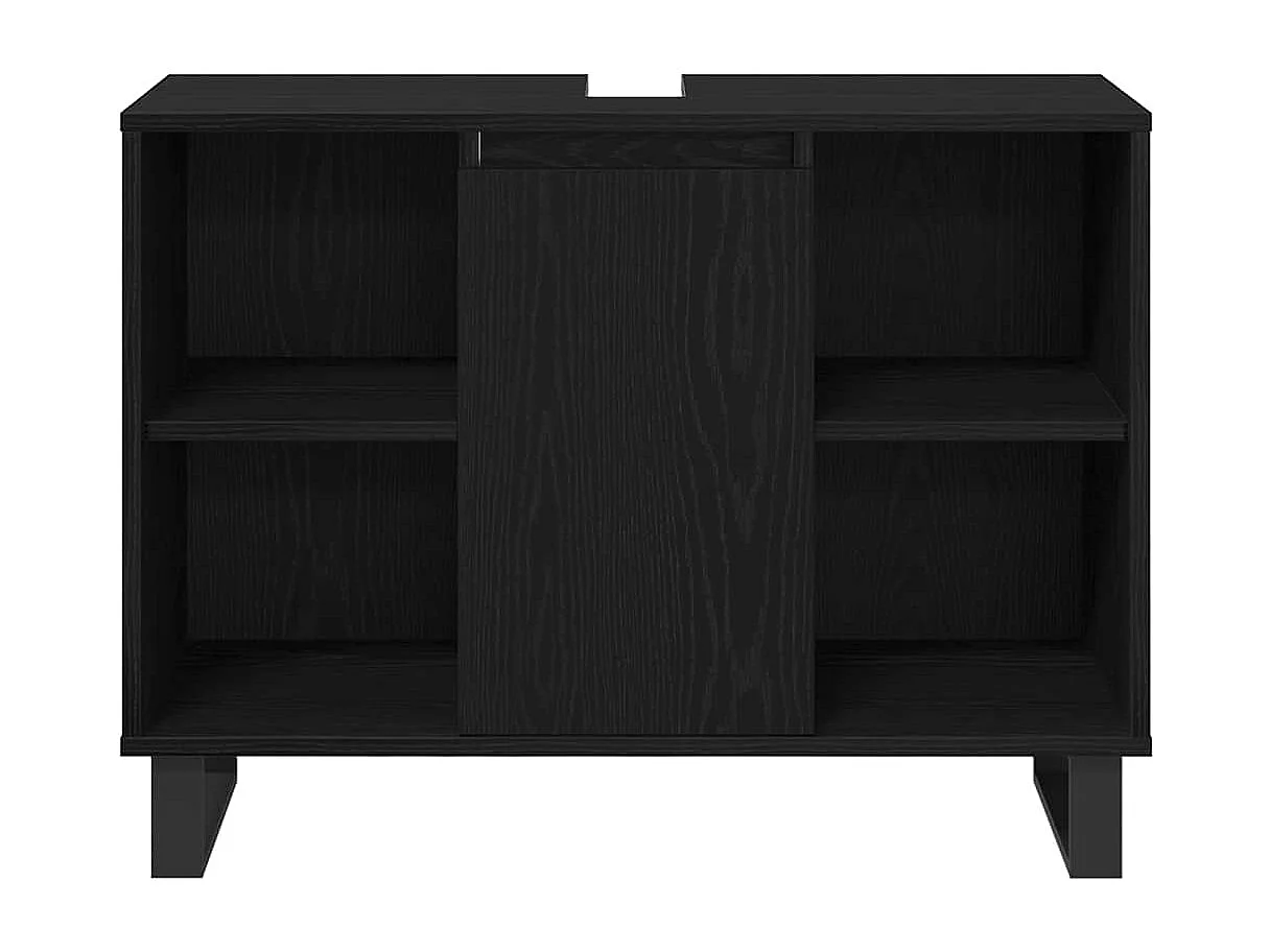 Set di mobili per il bagno 3 pcs Nero Legno multistrato