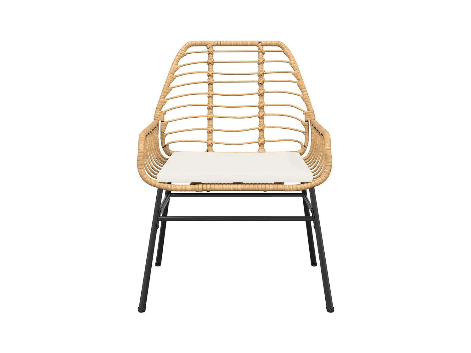 Set da Pranzo da Giardino 5pz con Cuscini Polyrattan Vetro