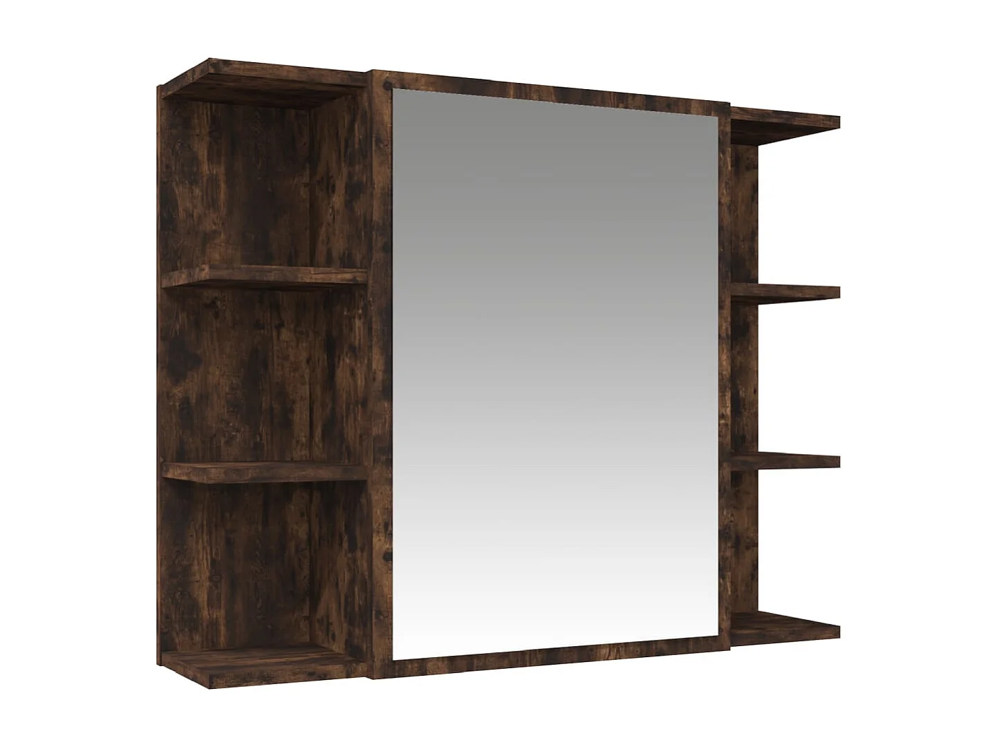 Set Mobili da Bagno 3 pz Rovere Fumo in Legno Multistrato