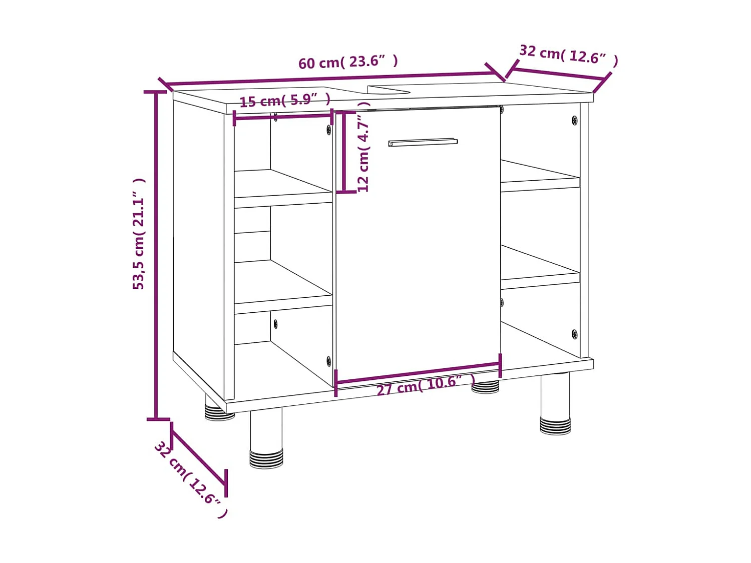 Set de muebles baño 3 pzas madera contrachapada roble ahumado