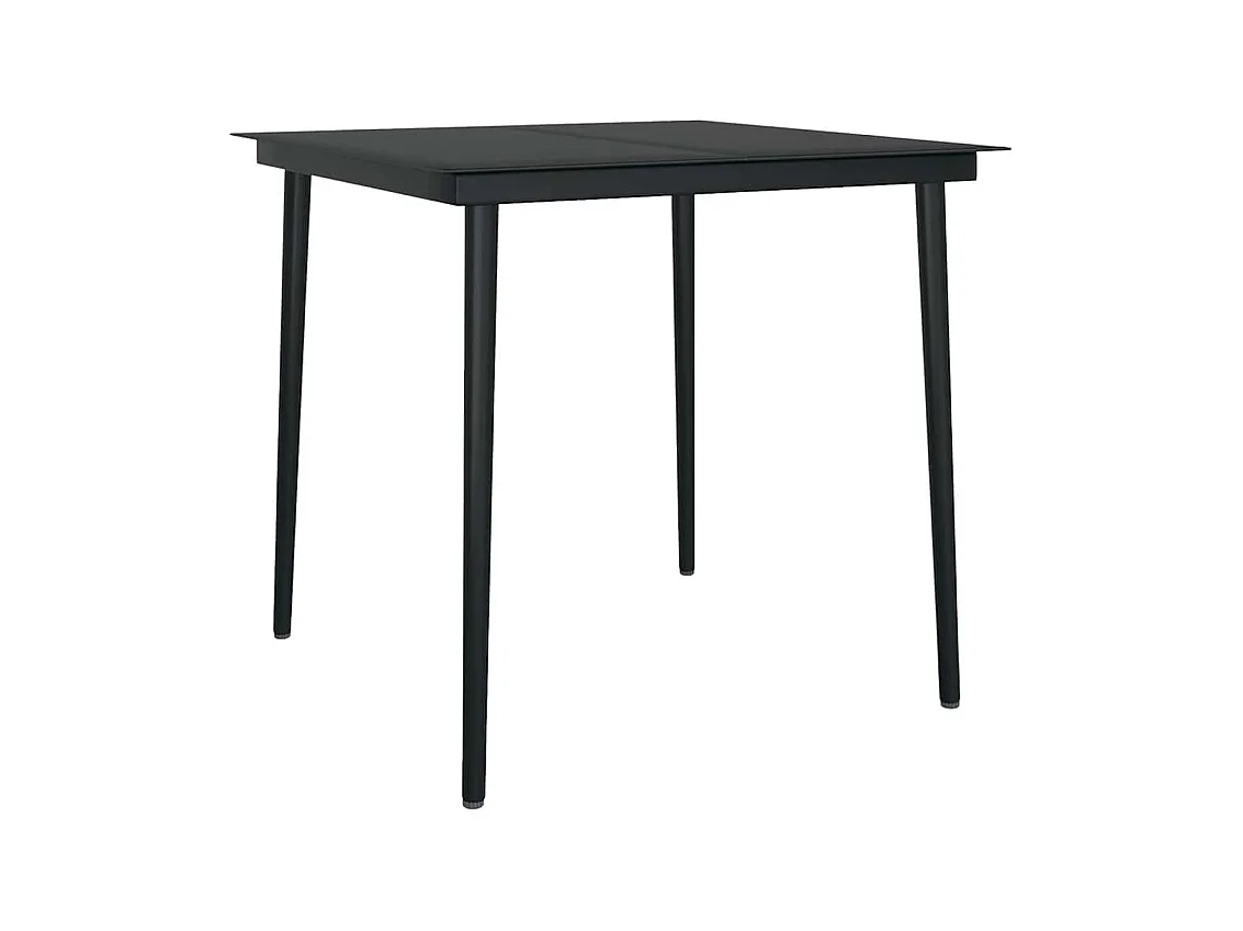 Ensemble à manger de jardin et coussins 3 pcs noir rotin verre
