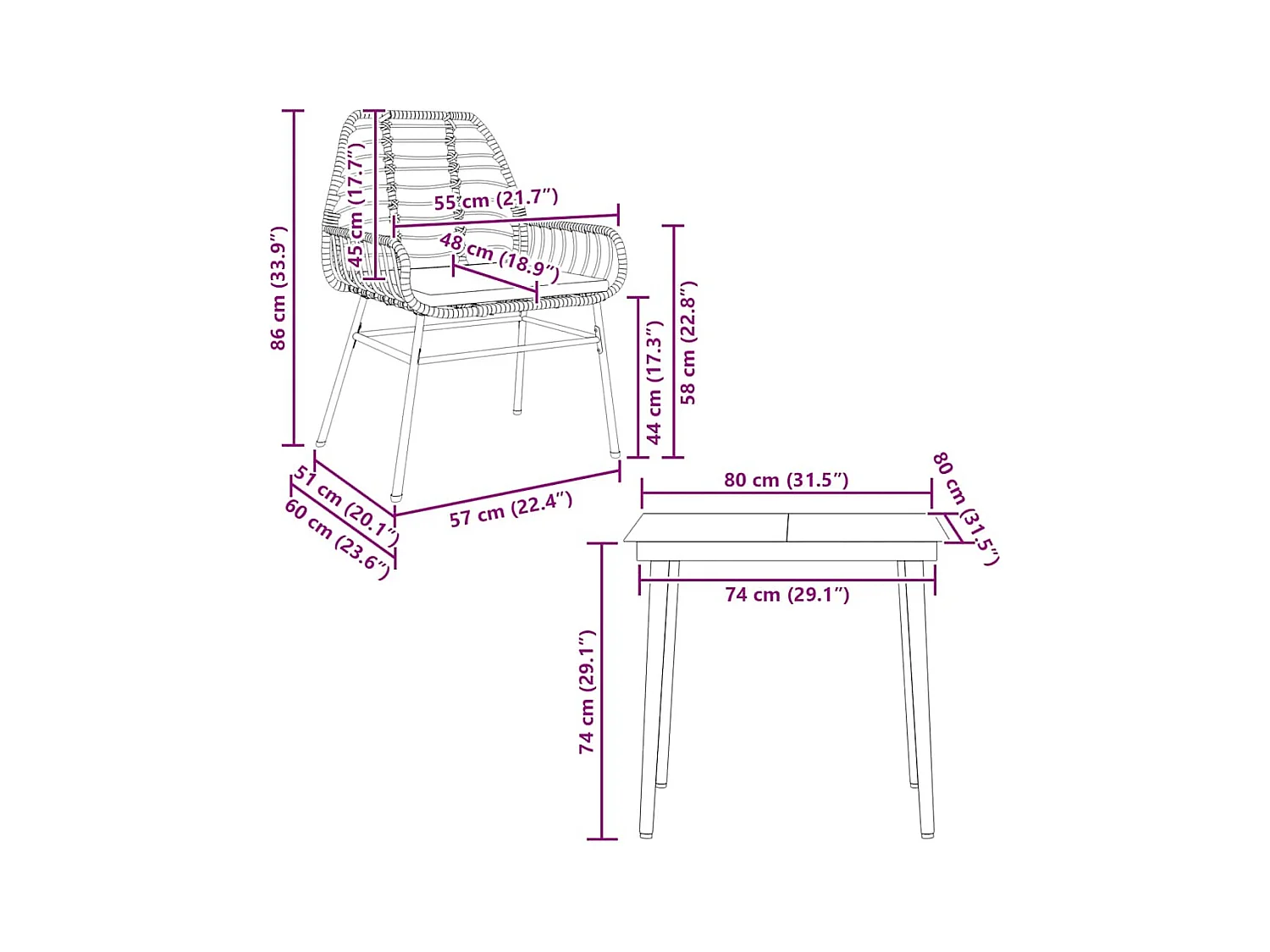 Ensemble à manger de jardin et coussins 3 pcs noir rotin verre