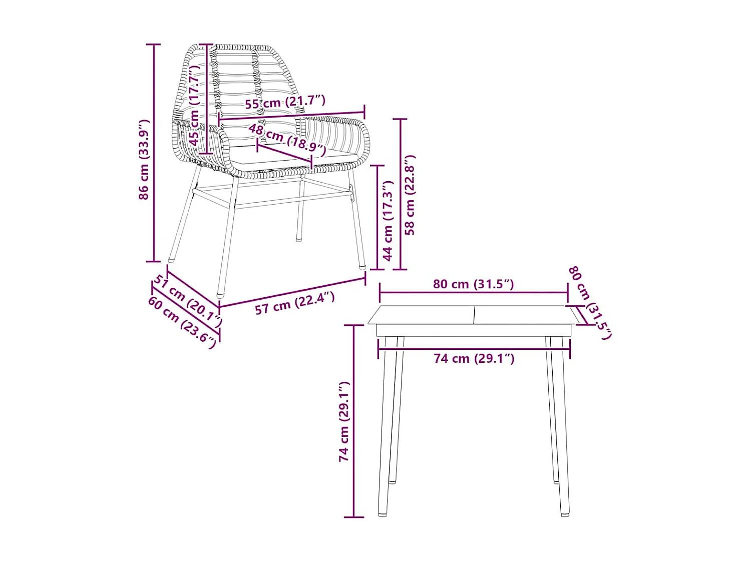 Ensemble à manger de jardin et coussins 3 pcs noir rotin verre