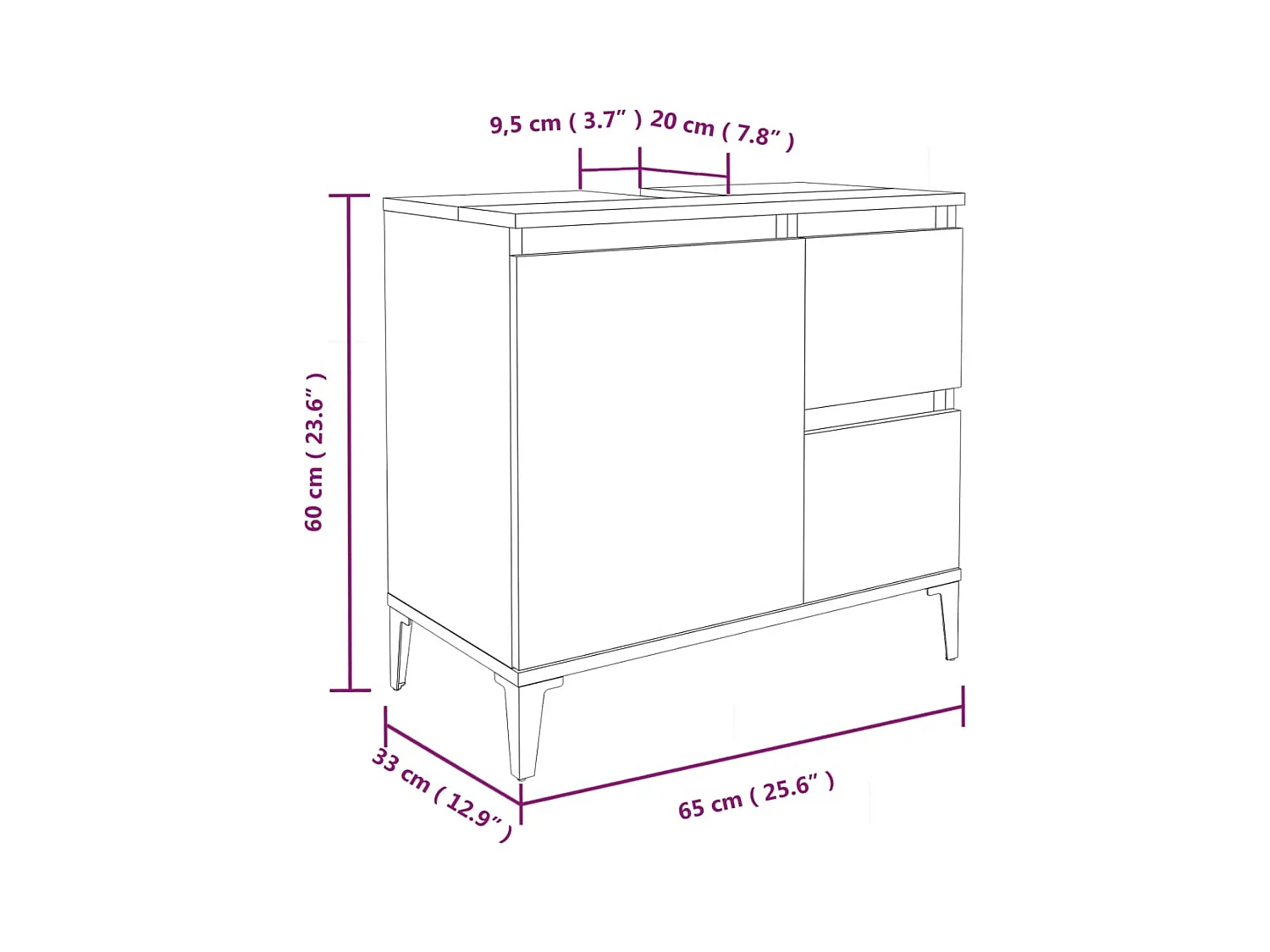 3-tlg. Badmöbel-Set Grau Sonoma Holzwerkstoff