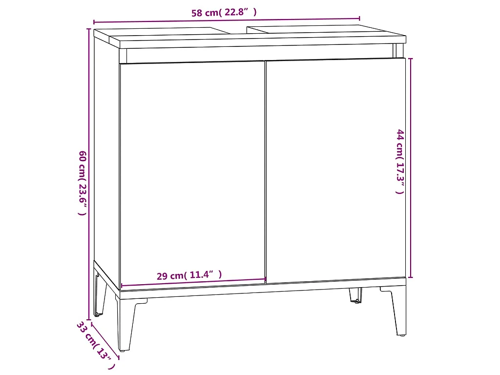 3-delige Badkamermeubelset bewerkt hout grijs sonoma eikenkleur