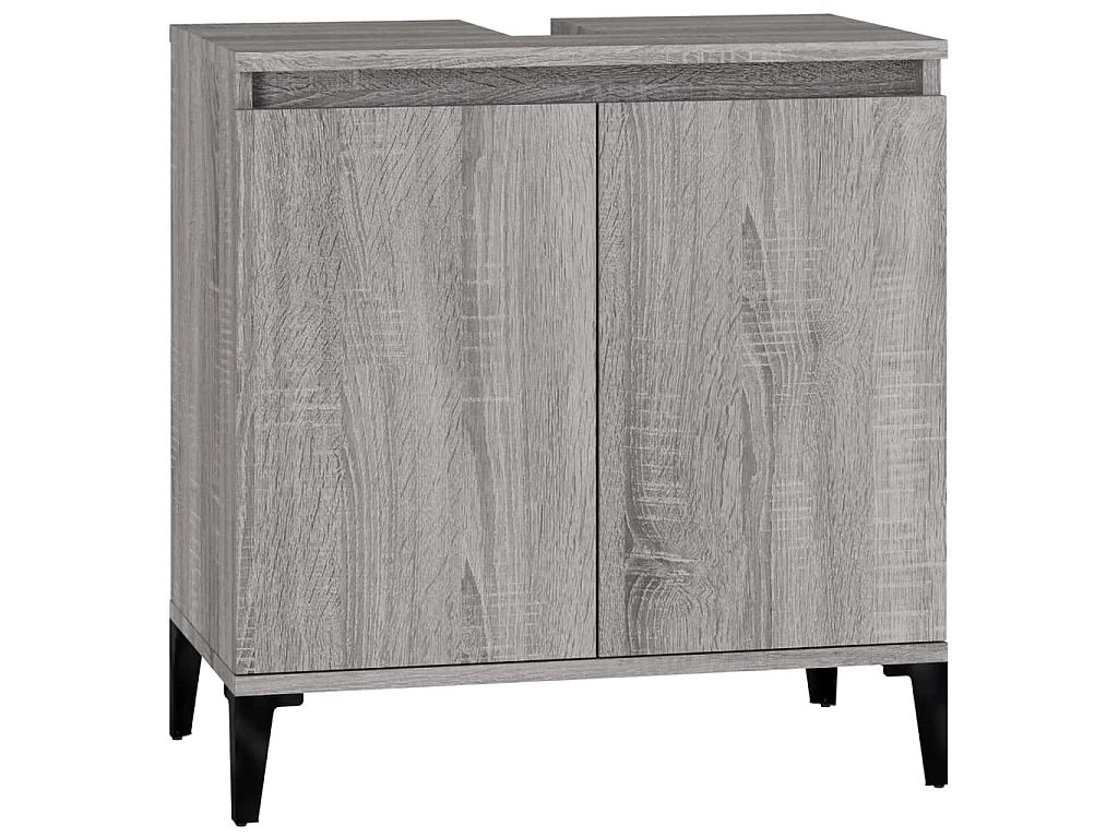 3-delige Badkamermeubelset bewerkt hout grijs sonoma eikenkleur