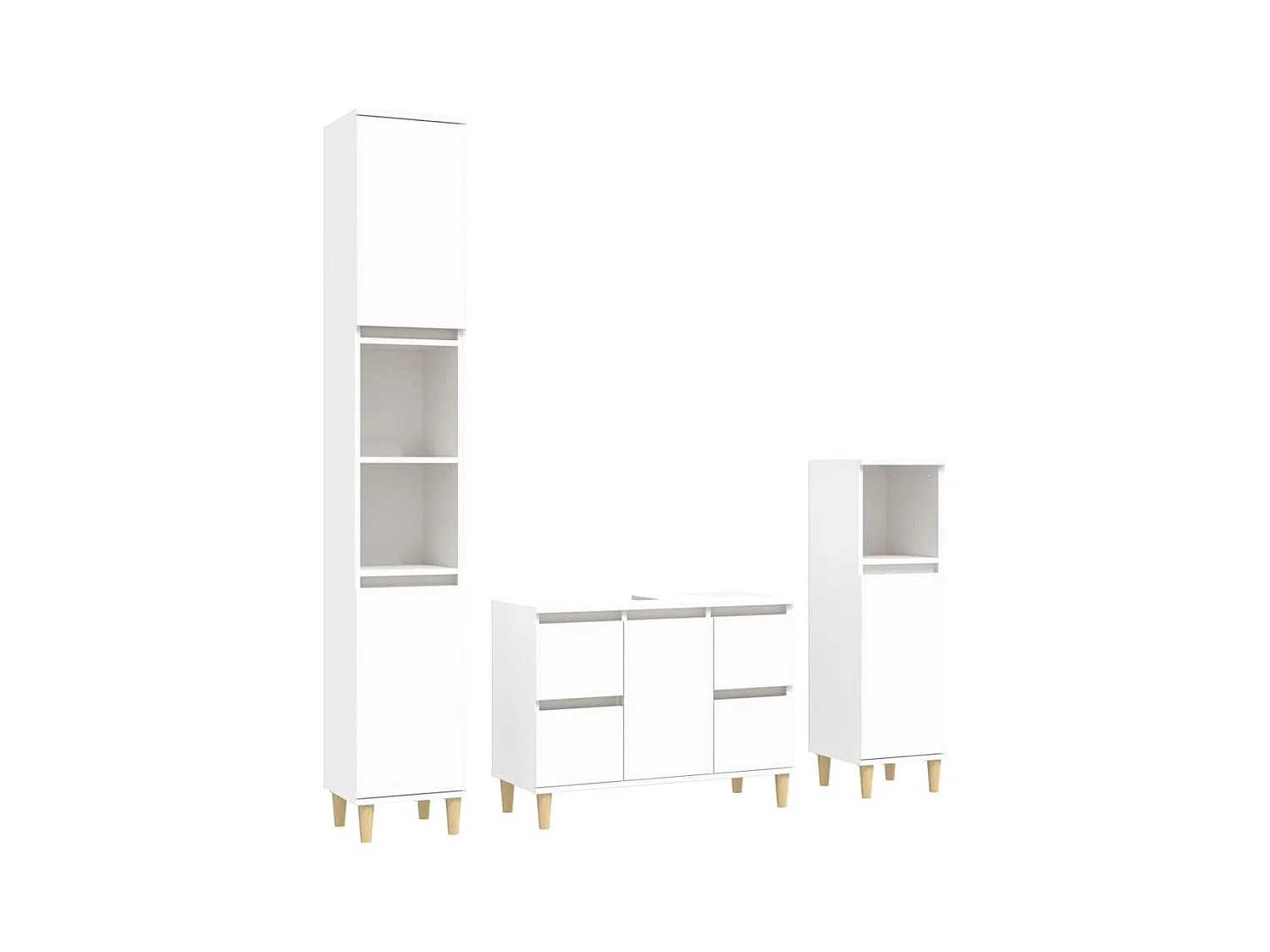 Ensemble de meubles salle de bain 3 pcs blanc bois d'ingénierie