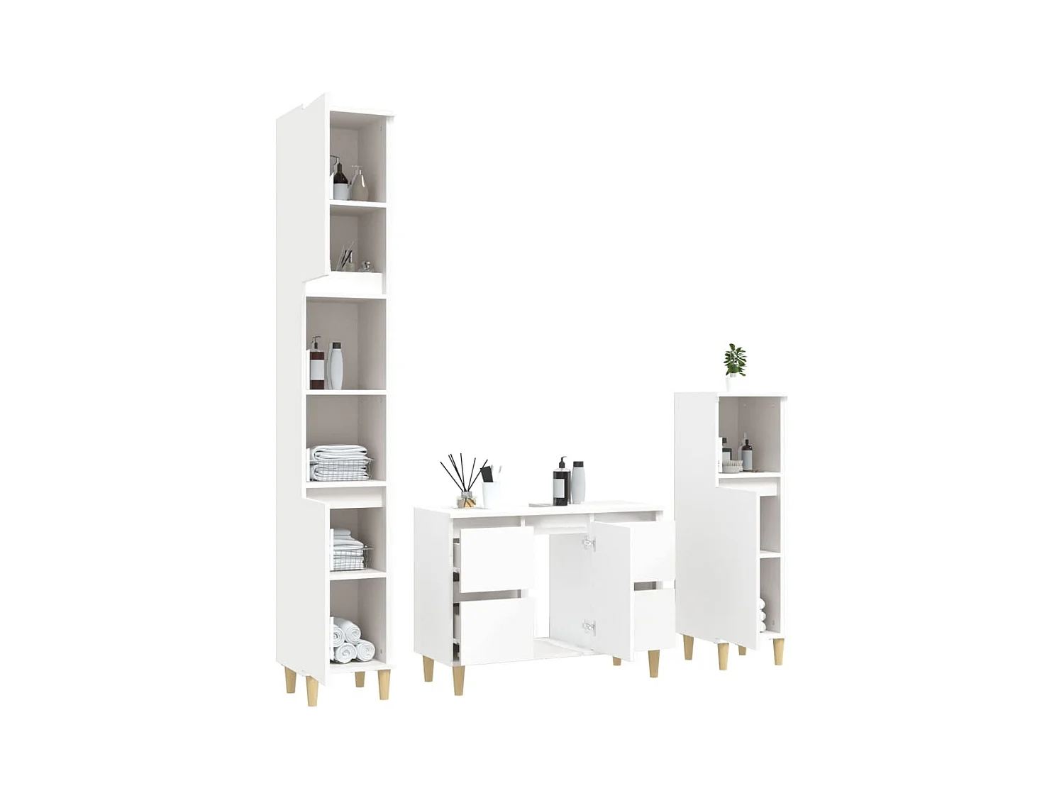 Ensemble de meubles salle de bain 3 pcs blanc bois d'ingénierie