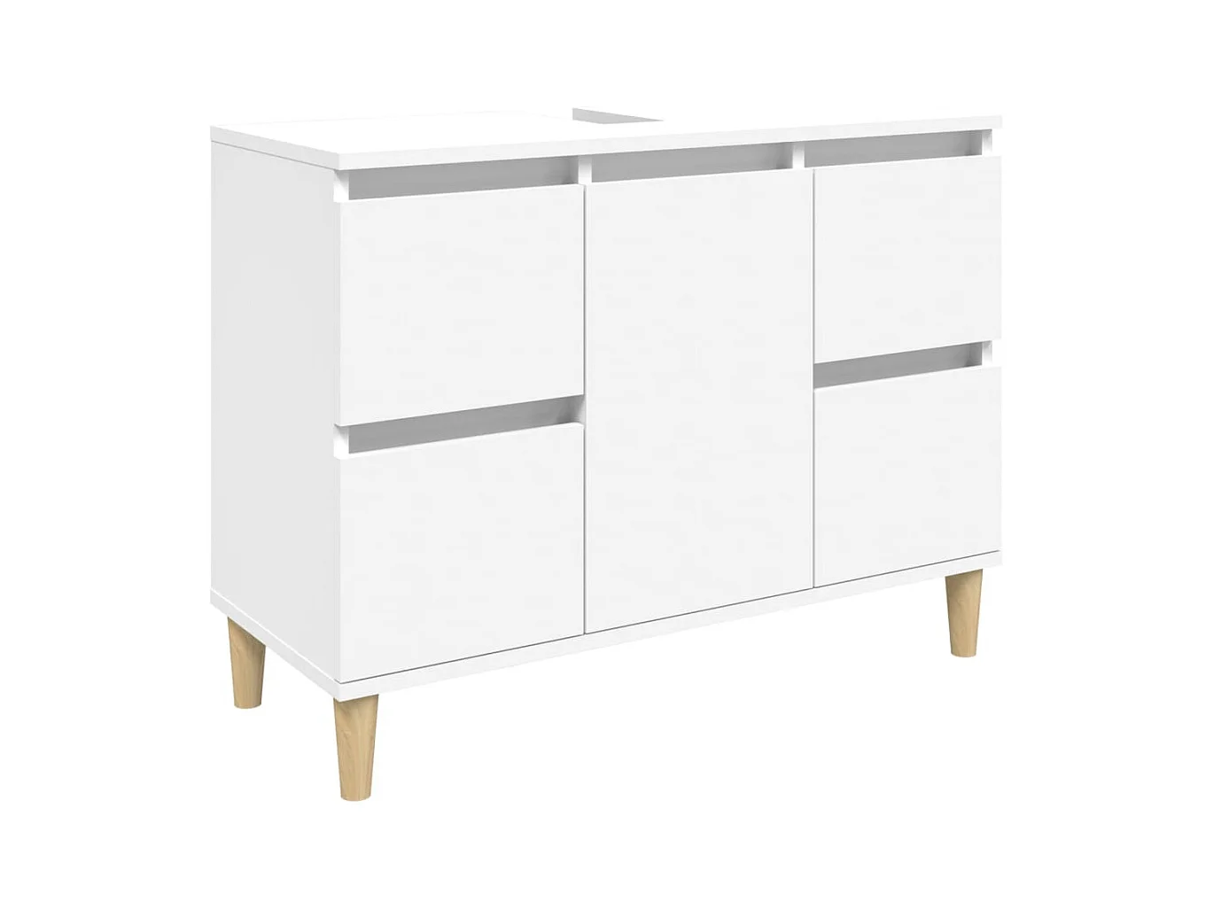 Ensemble de meubles salle de bain 3 pcs blanc bois d'ingénierie