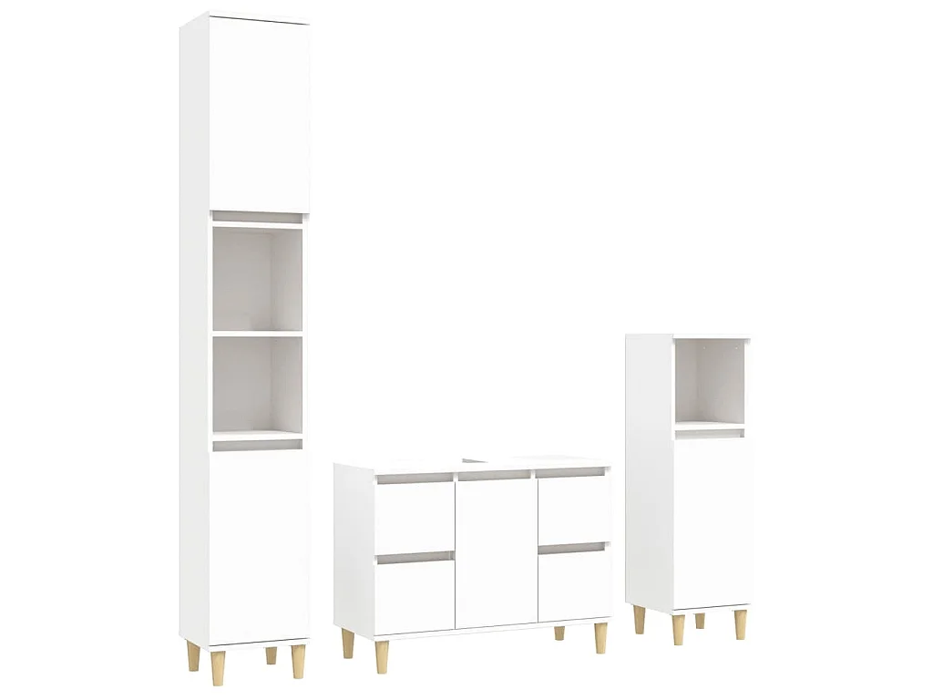 Ensemble de meubles salle de bain 3 pcs blanc bois d'ingénierie