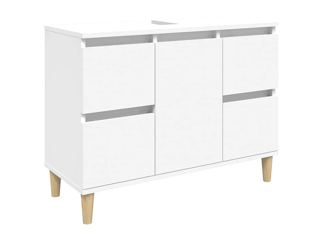 Ensemble de meubles salle de bain 3 pcs blanc bois d'ingénierie
