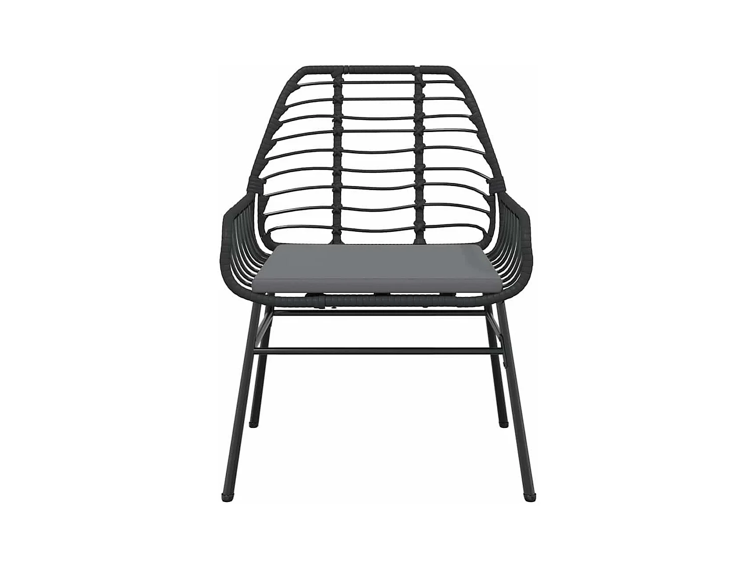 Set Pranzo da Giardino 7 pz Nero con Cuscini Polyrattan Vetro