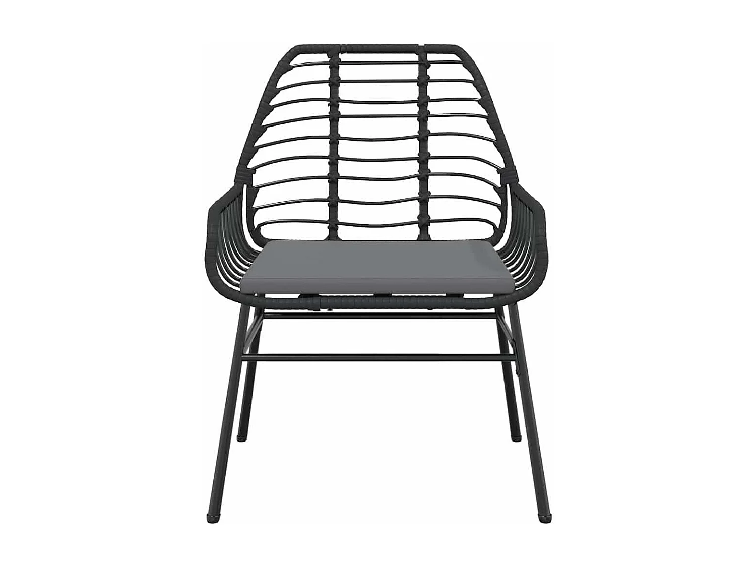 Ensemble à manger de jardin coussins 7pcs noir poly rotin verre