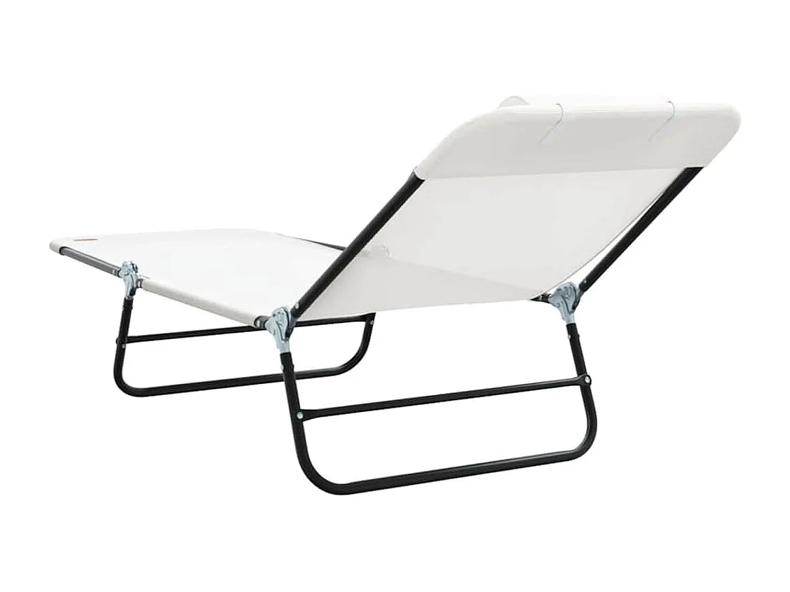 Chaise longue pliante Crème 182 x 55 x 85,5 cm Textilène