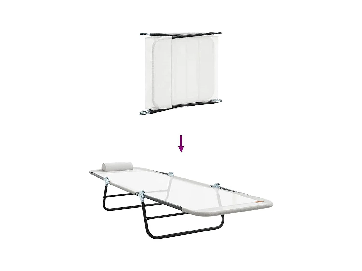 Chaise longue pliante Crème 182 x 55 x 85,5 cm Textilène