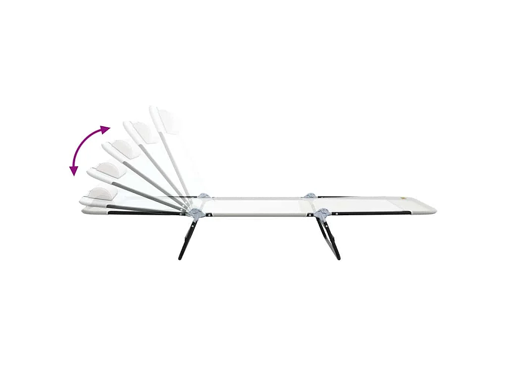 Chaise longue pliante Crème 182 x 55 x 85,5 cm Textilène