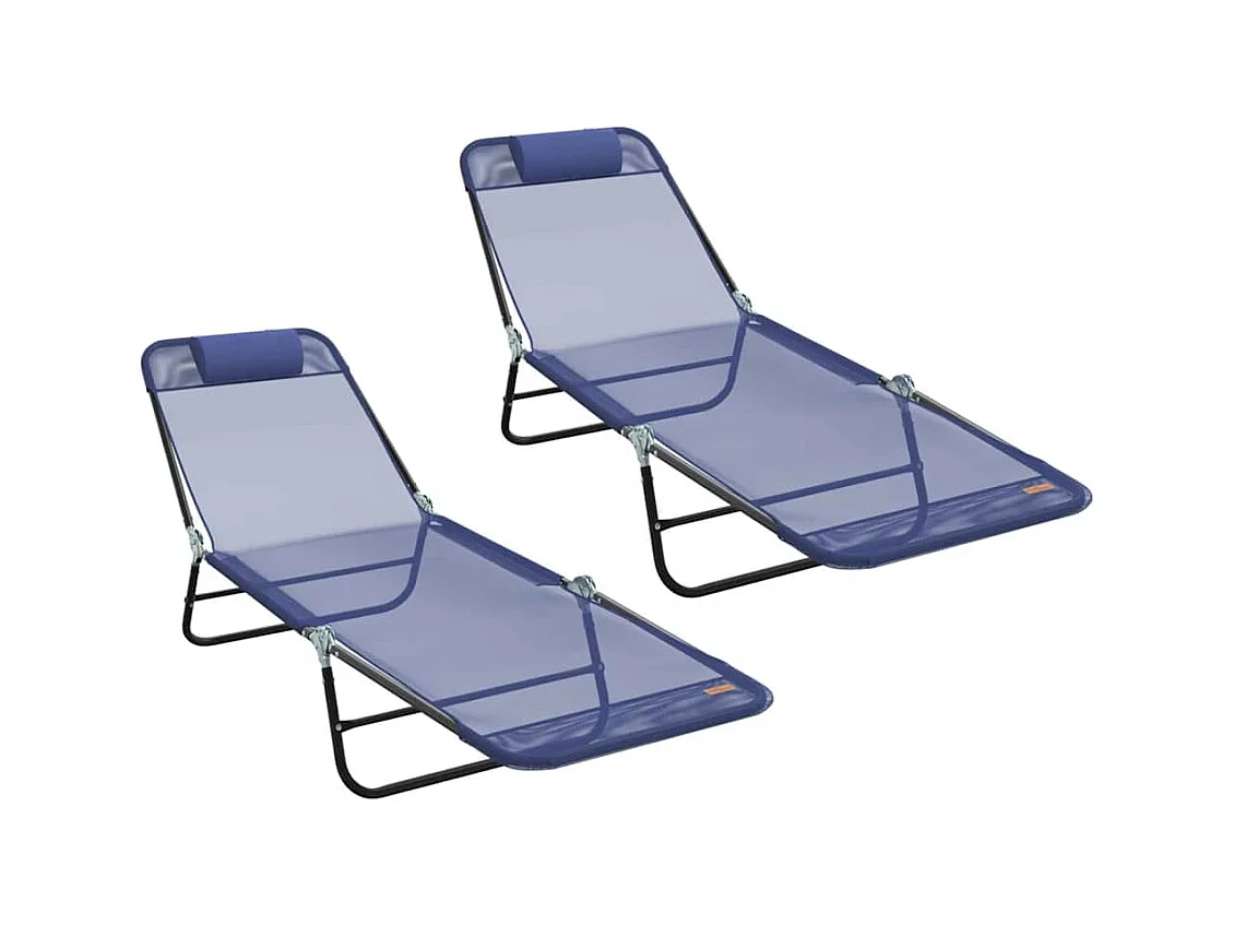 Lettino prendisole pieghevole 2 pcs Navy 182 x 55 x 85.5cm