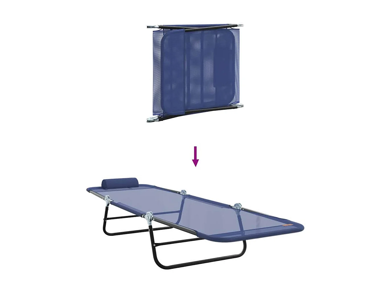 Lettino prendisole pieghevole 2 pcs Navy 182 x 55 x 85.5cm