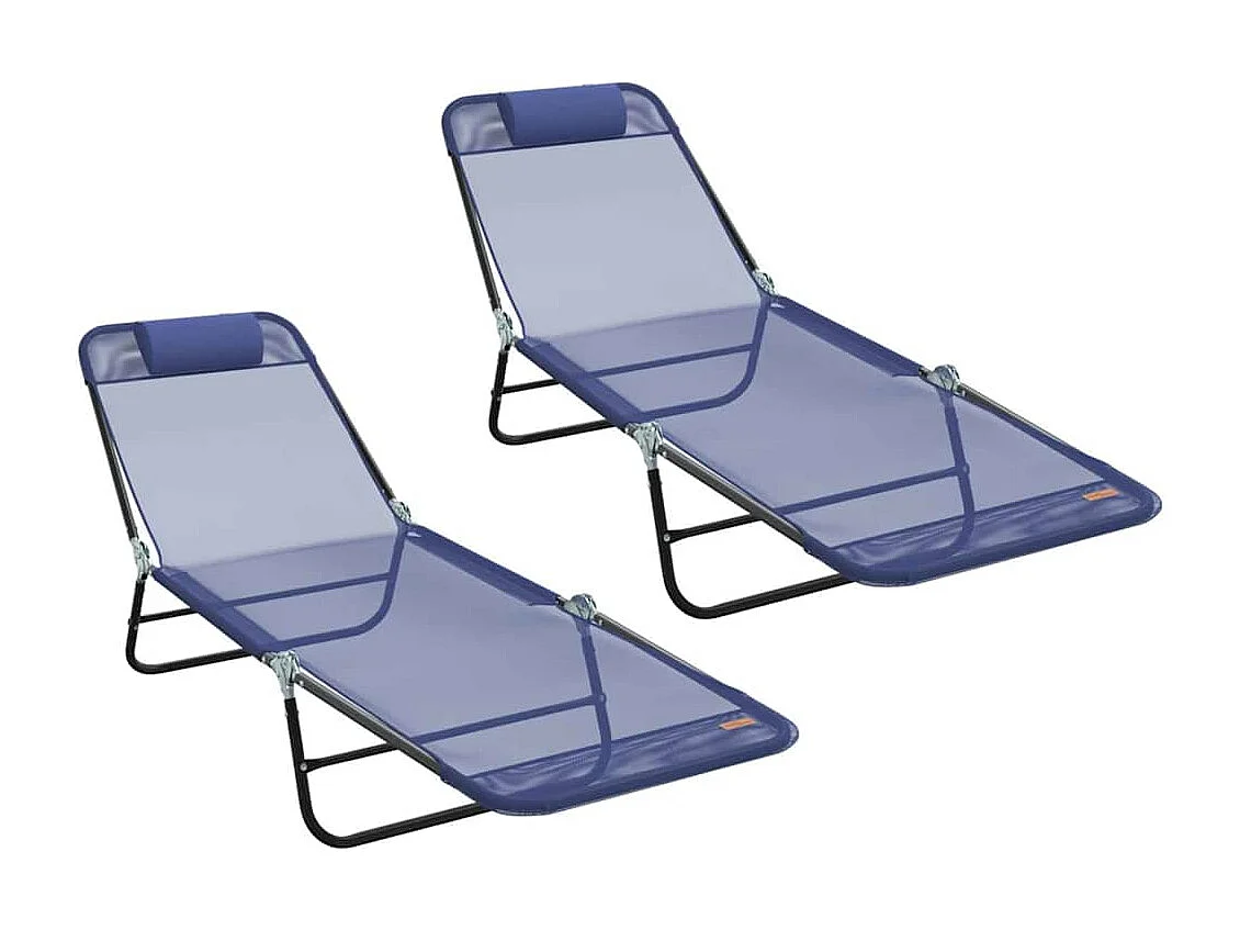 Klappbare Sonnenliege 2 pcs Marineblau 182 x 55 x 85,5 cm