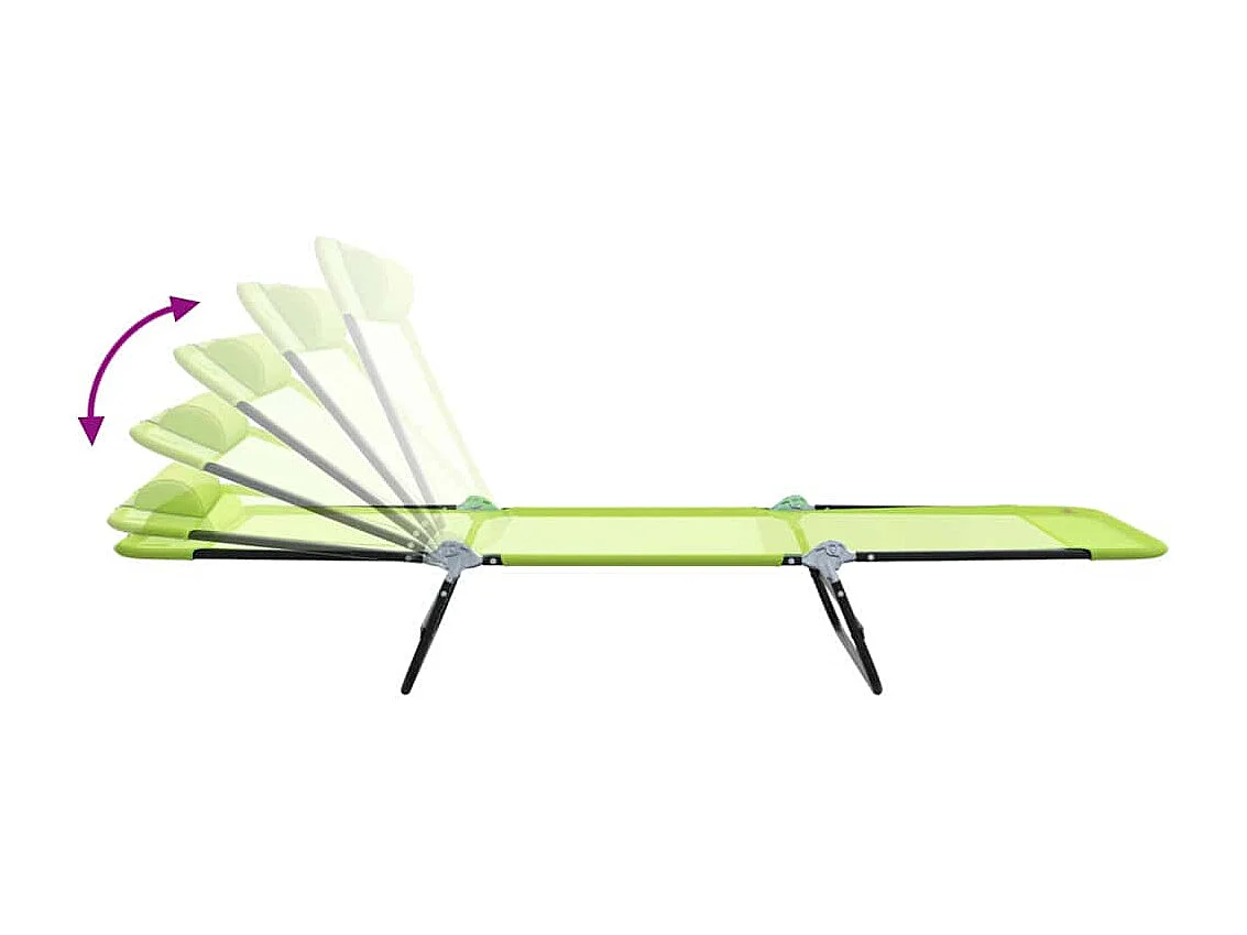 Chaise longue pliante 1-personne Vert 182 x 55 x 85,5 cm Métal