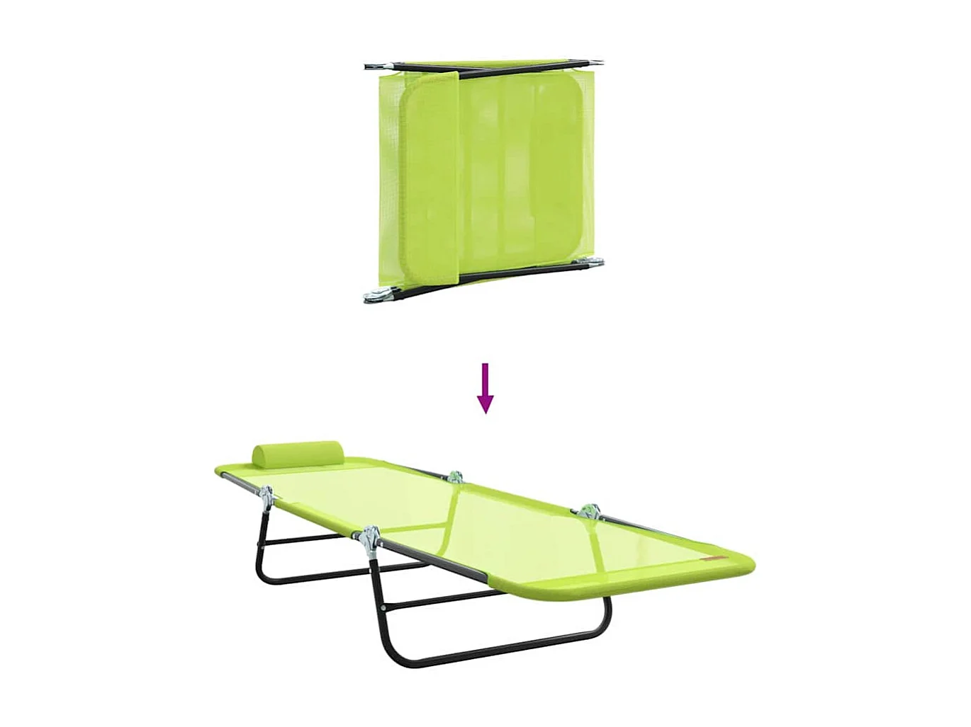 Chaise longue pliante 1-personne Vert 182 x 55 x 85,5 cm Métal