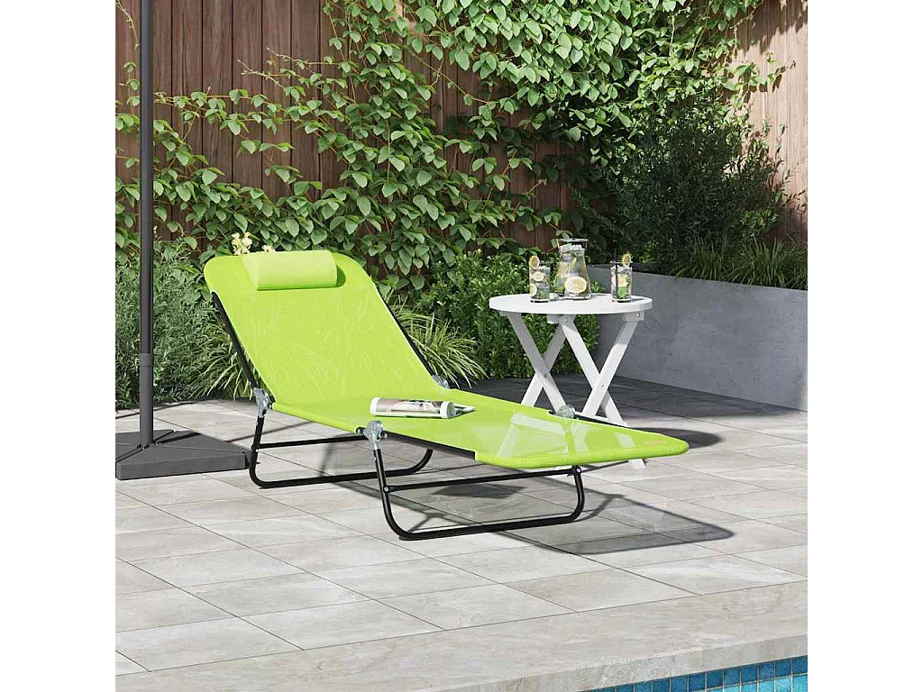 Chaise longue pliante Vert 182 x 55 x 85,5 cm Textilène
